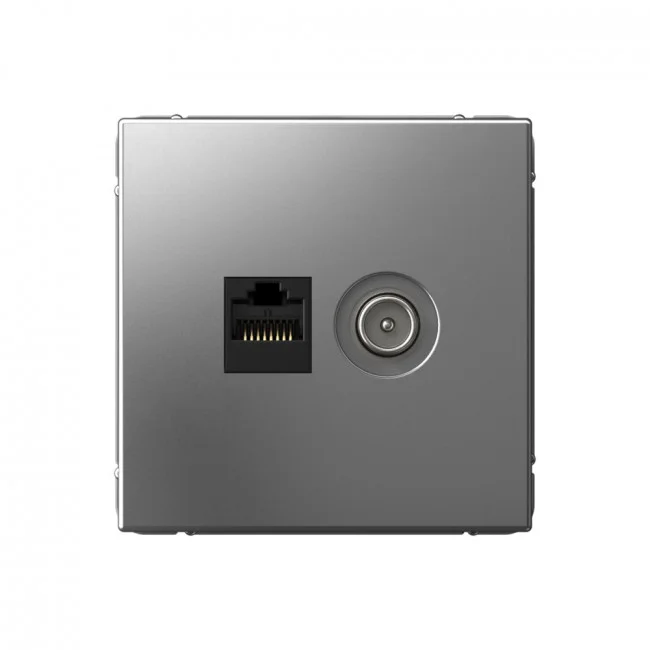 Механизм розетки компьютерной + телевизионной 2-м ArtGallery RJ45 + TV кат.5E сталь SE GAL000989 Механизм розетки компьютерной + телевизионной 2-м ArtGallery RJ45 + TV кат.5E сталь SE GAL000989