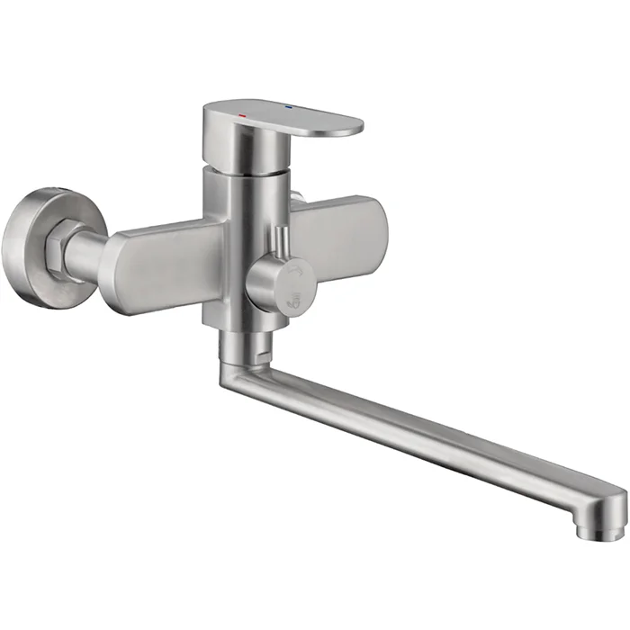 Смеситель HAIBA HB22806 для ванны с душевым гарнитуром, длинный излив, нержавеющая сталь