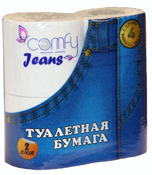 Бумага туалетная Comfy Jeans двухслойная 4 рулона