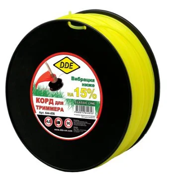 Леска на катушке 4,0мм 90м круг, желтый,"Classic line", DDE