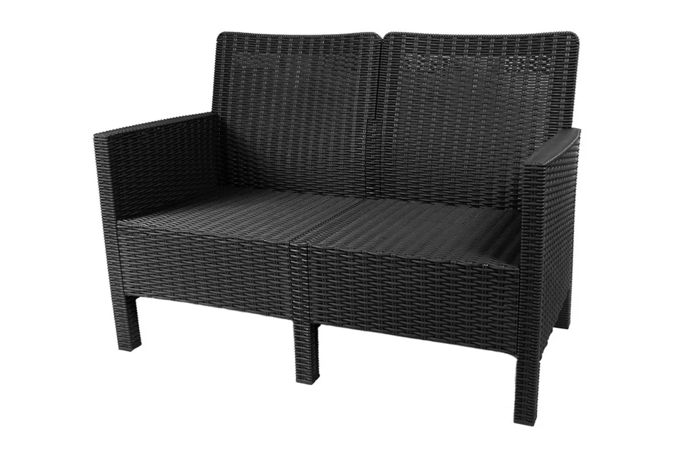 Диван двухместный садовый "СадКо" темно-серый, под ротанг Диван двухместный садовый "СадКо" темно-серый, под ротанг