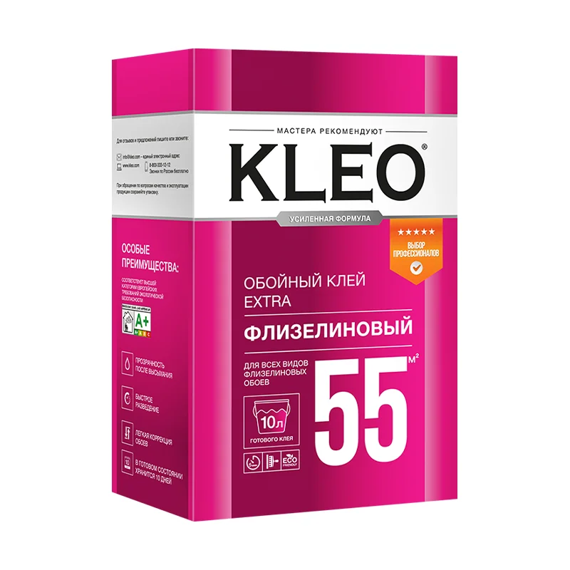 Клей обойный KLEO EXTRA 55 для флизелиновых обоев 380гр (до 55кв.м.)
