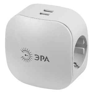 Тройник с заземлением 3 гнезда 16А белый Китай ЭРА +2xUSB (SP-3e-USB-2A)