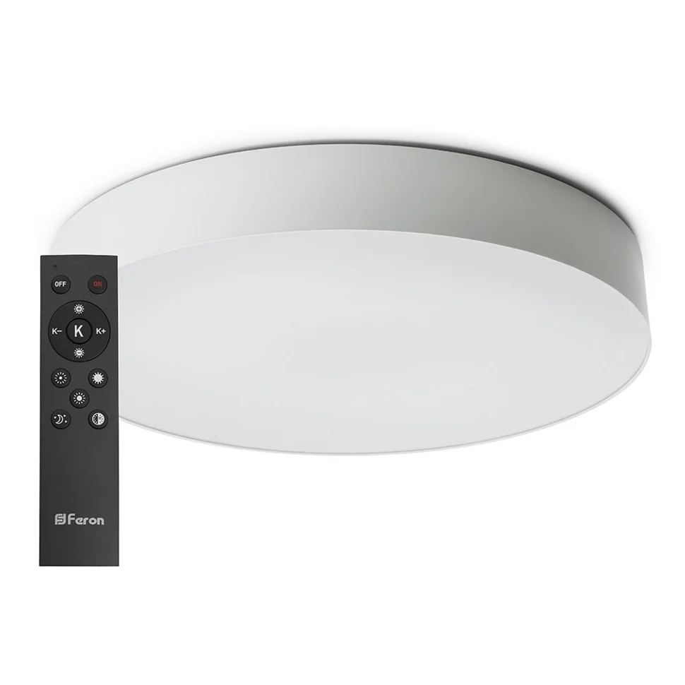 Светильник светодиодный &#8220;Simple matte&#8221; с пультом 80W, Max. 4800Lum, 3000К-6500K, AL6200 белый Feron