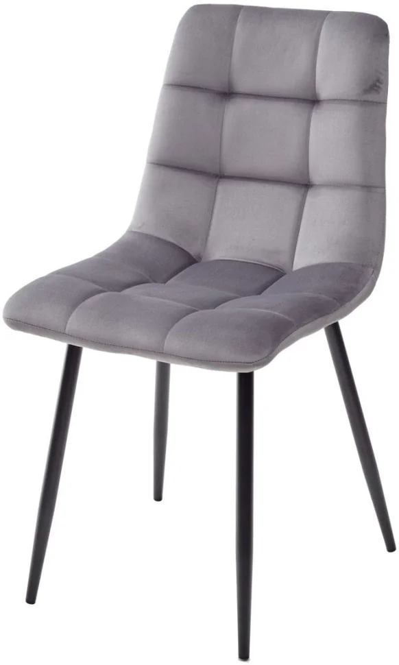 Стул мягкий, ТЕМНО-СЕРЫЙ-G62-40 велюр, каркас металл черный КРУГЛЫЙ, DC209