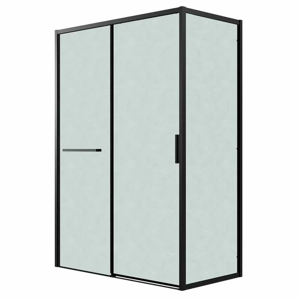 Ограждение душевое Grossman Style 100.K33.05.100.21.02-200.K33.05.90.21.02 (100х90х195) раздвижная(левая),черный матовый,стекло шиншилла,2 места