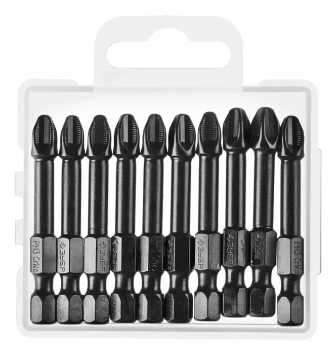 Биты ударные ЗУБР Профессионал, PH3, 50 мм, 10шт