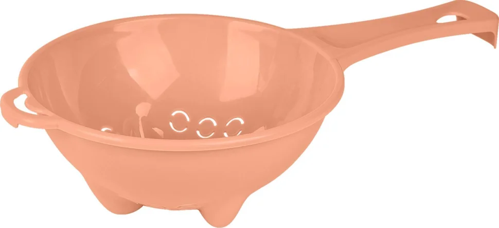 Дуршлаг Plast Team с ручкой d 200 мм 360х200х90мм персиковая карамель