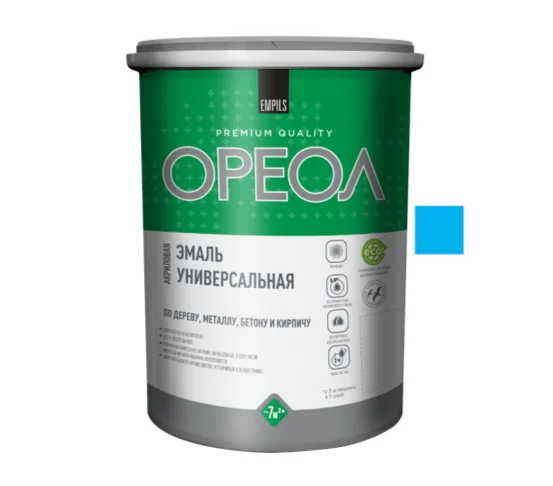 Эмаль ОРЕОЛ акриловая глянцевая голубая 2,5 кг Эмаль ОРЕОЛ акриловая глянцевая голубая 2,5 кг