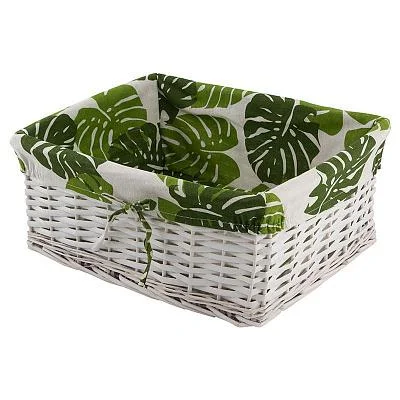 Корзина для хранения "Монстера" с текстильным вкладышем, прямоугольная Корзина для хранения "Монстера" с текстильным вкладышем, прямоугольная