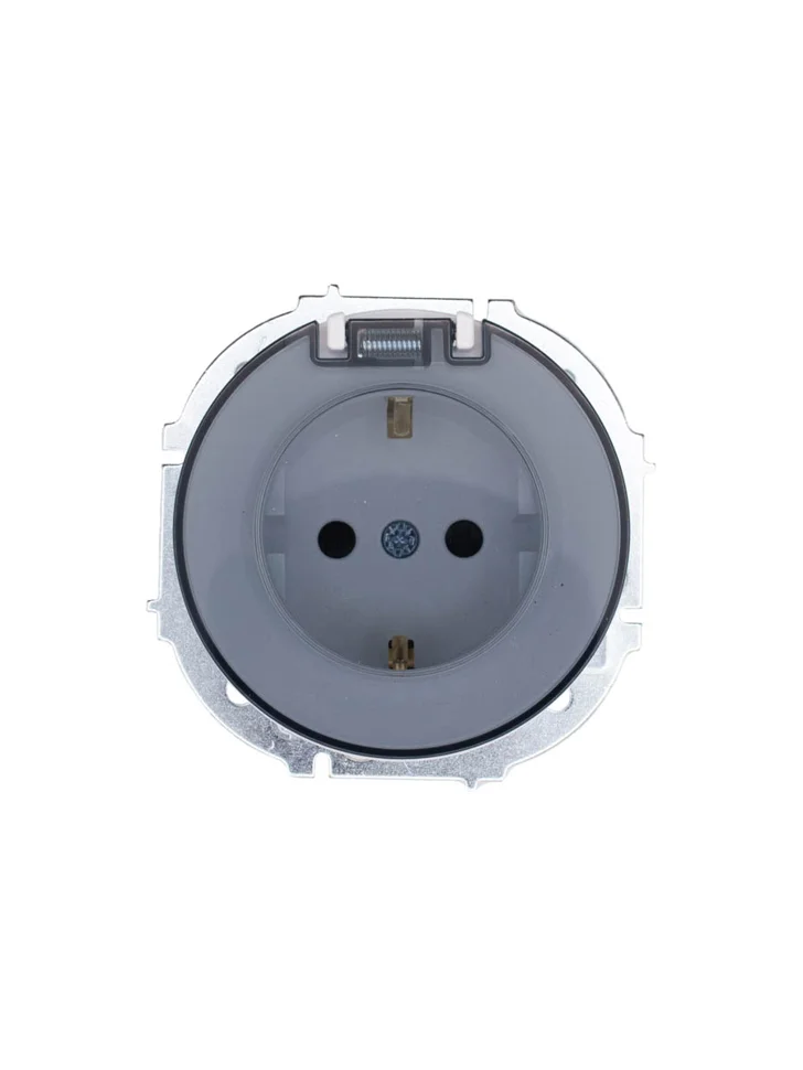 Розетка 1-местная СП Lezard OSEN с заземлением, с крышкой белая IP44.