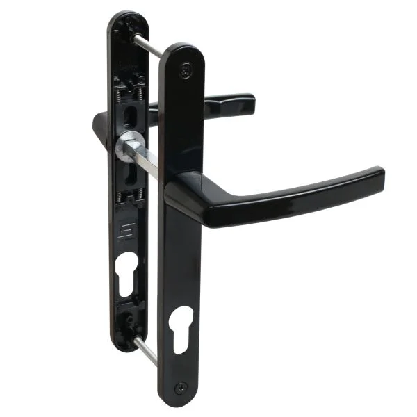 Ручка дверная на планке БУЛАТ РФ 85.25.02.9005 УРАЛ черный с пружин. м/о 85 "под пальчики" для узкопроф