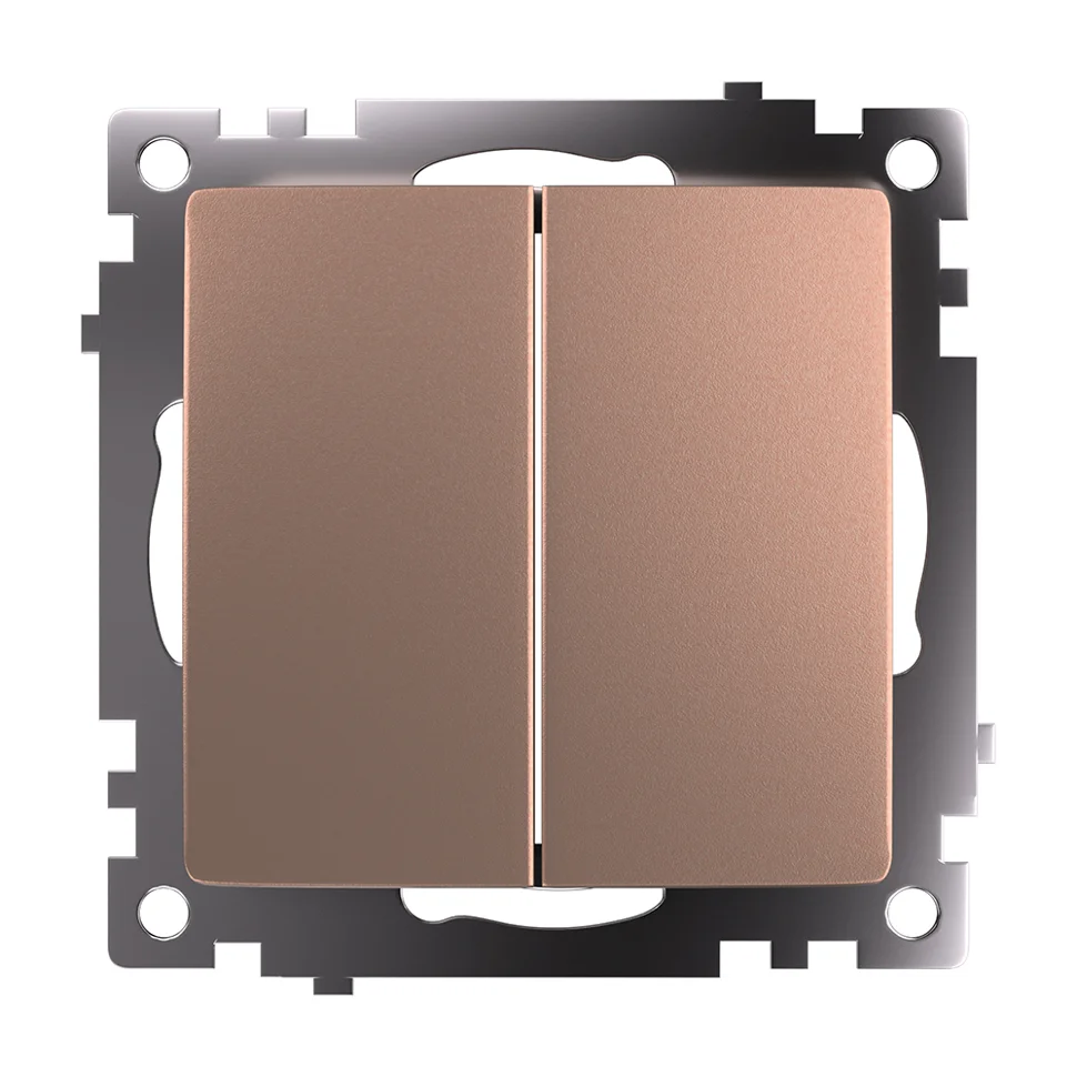 Переключатель двухклавишный СП 250В, 10А (механизм) GLS10-7107-02, шампань, Катрин STEKKER