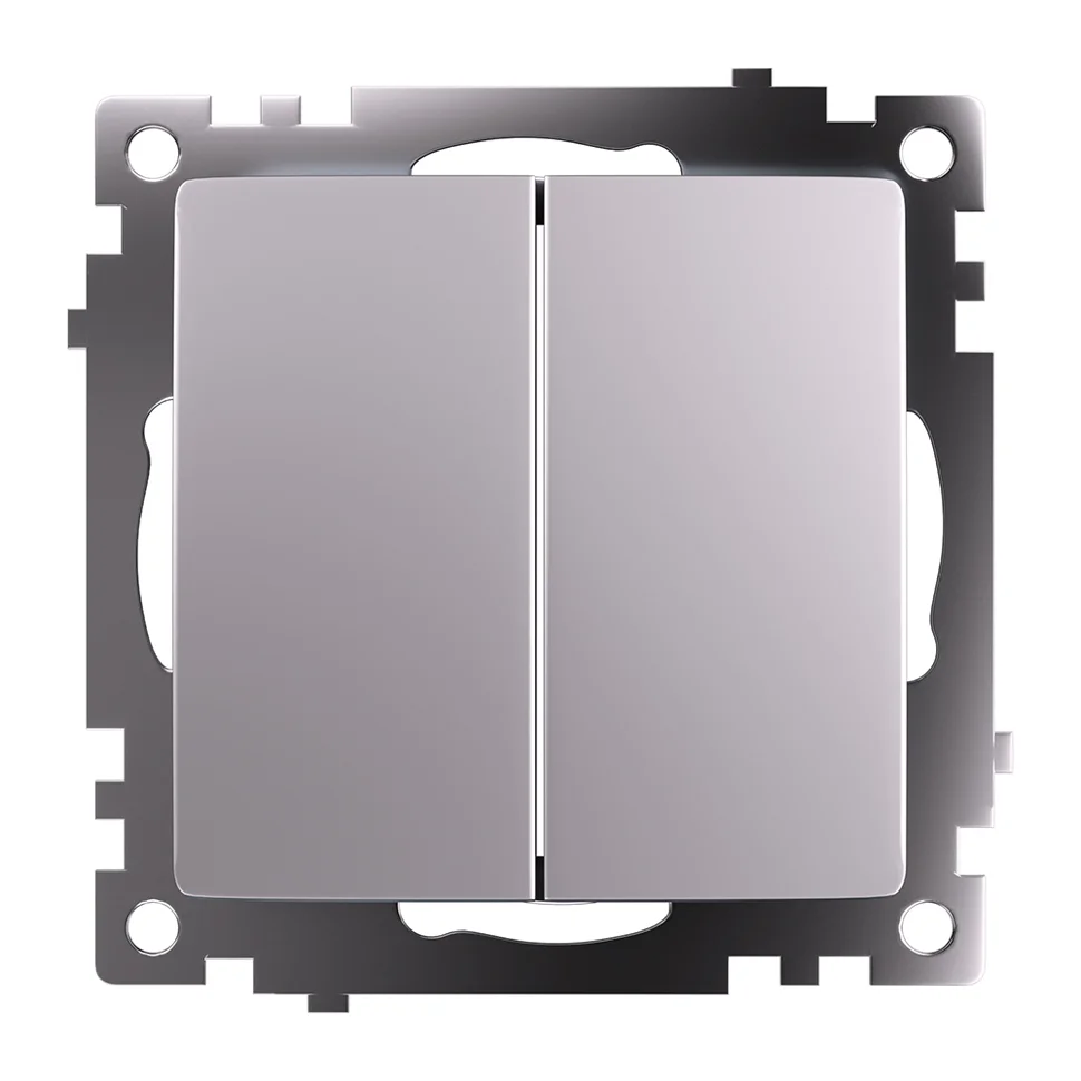 Переключатель двухклавишный (механизм), 250В, 10А, серебро, GLS10-7107-03 Катрин STEKKER