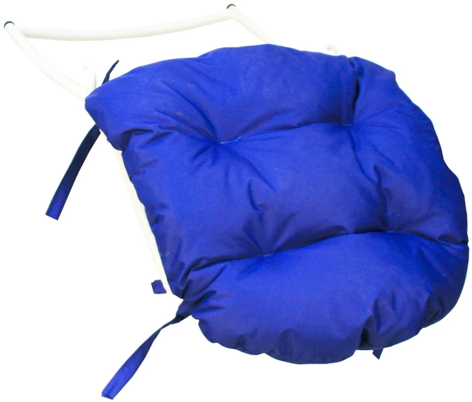 Подставка для ног на кресло подвесное, с ротангом белое, синяя подушка Подставка для ног на кресло подвесное, с ротангом белое, синяя подушка