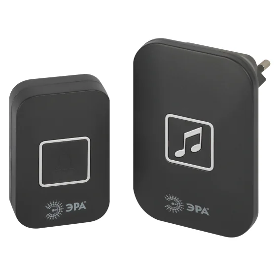 Звонок дверной ЭРА С97 беспроводной, от сети, черный, 60 мелодий