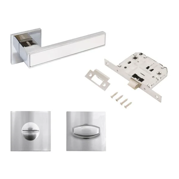 Комплект ручка и защ с фикс АЛЛЮР АРТ "ЛАНА" CP/W +L7050S CP+BK-S2 CP (86211/S7050) хром/белый