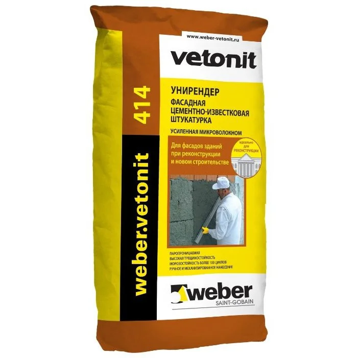Штукатурка фасадная WEBER.VETONIT 414 известково-цементная 25 кг
