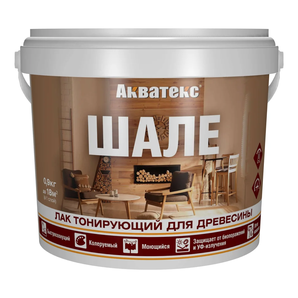 Лак тонирующий для дерева Акватекс ШАЛЕ ваниль 0,9кг