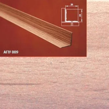 Порог АПУ 009 алюминиевый 900*20*20 мм угловой внутренний (35-орех светлый)