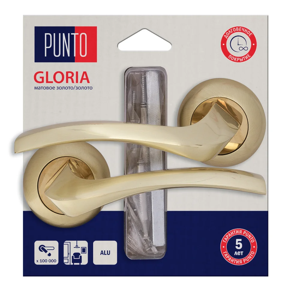 Ручка дверная PUNTO LM/A R.TL54.GLORIA/HD SG/GP-4 матовое золото/золото