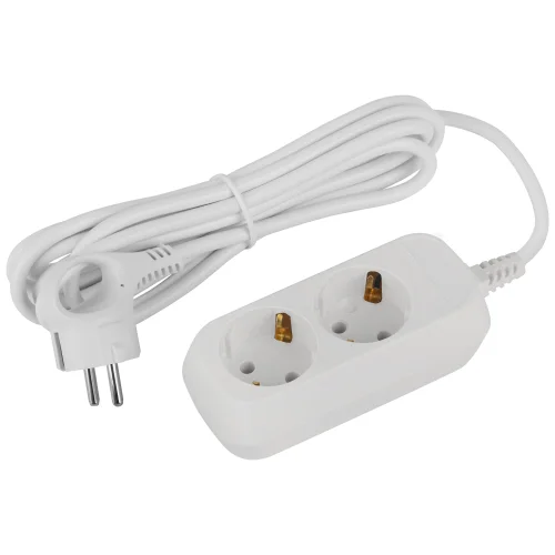 Удлинитель с заземлением 2 гнезда 3 метра 16А, 3x1мм2 ПВС белый Россия ЭРА Greenline UDL-16-230-E