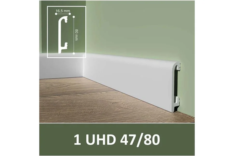 Плинтус напольный Solid из полимера 80*16,5*2400 белый Артикул: 1 UHD 47/80 С