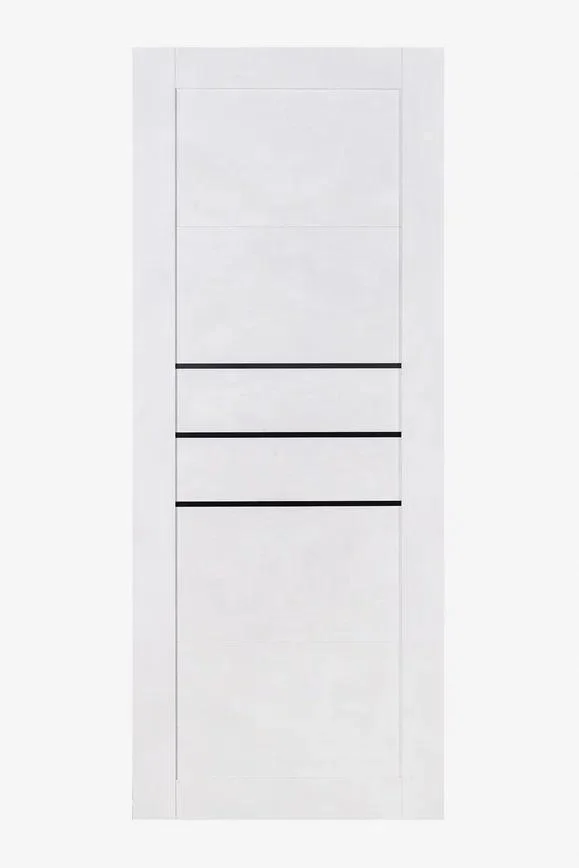 Дверь ТЕРРИ №105 Лофт Белый, частичное ЧЕРНОЕ стекло 60, еврошпон