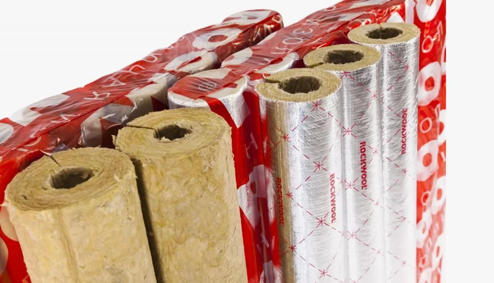 Цилиндры Роквул 40 x 42 мм кашированные фольгой (плотность 80кг/м3)