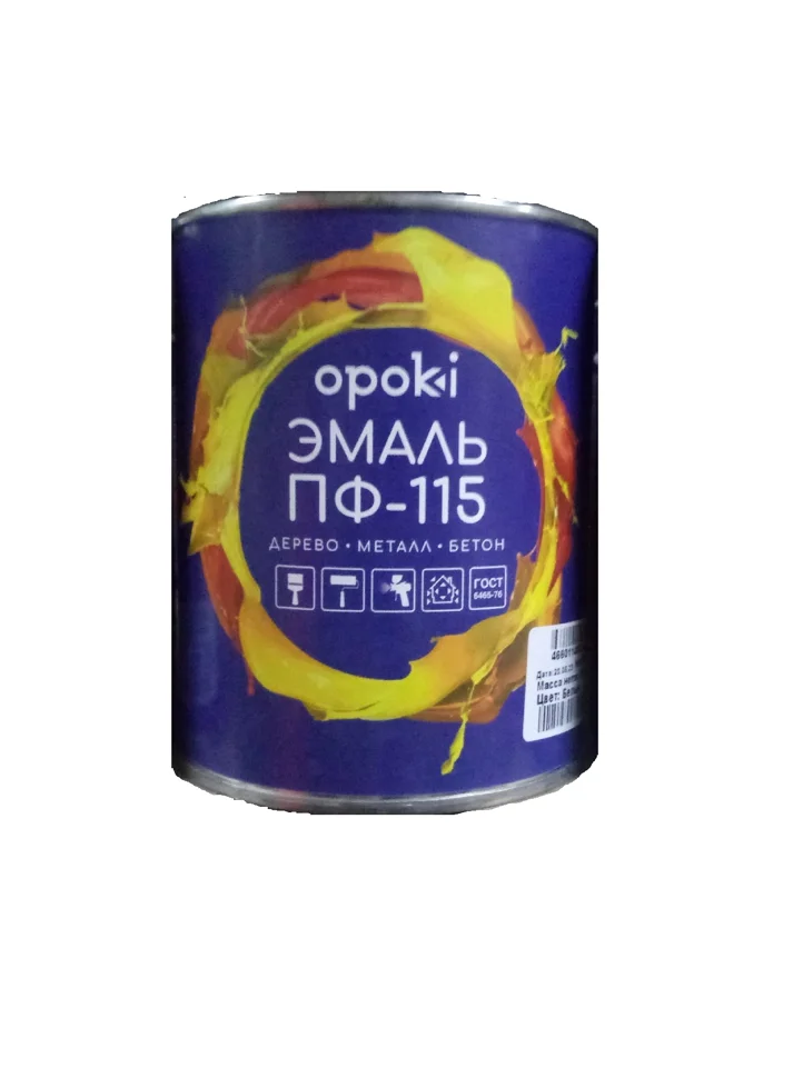 Эмаль ПФ-115 белая 0,8кг OPOKI ГОСТ 6465-76