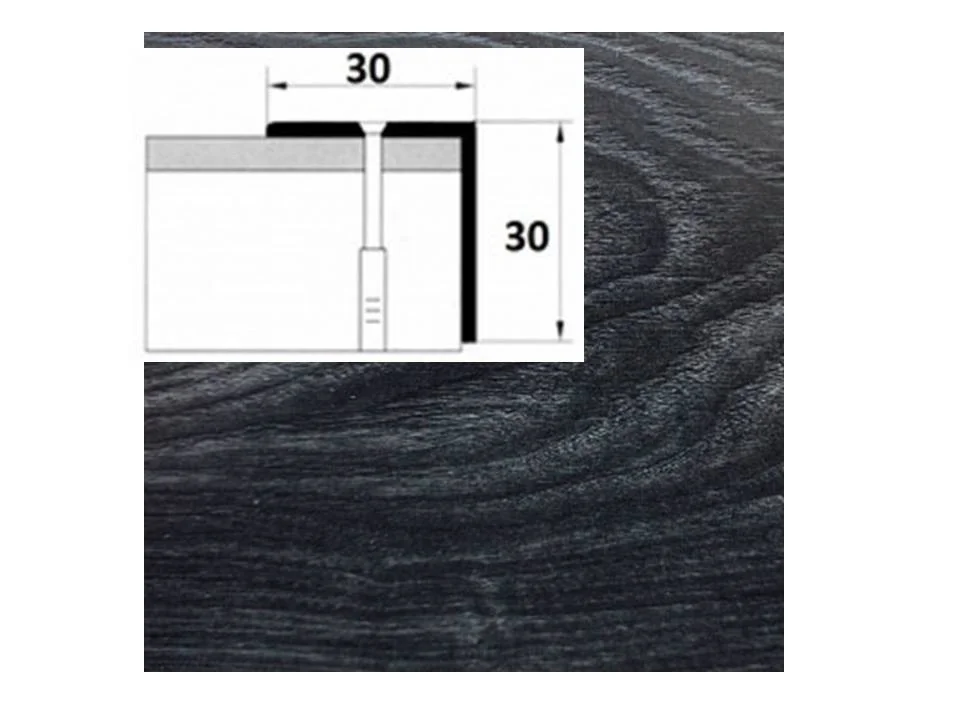 Порог АПУ 007 алюминиевый 900*30*30 мм угловой наружный (36 дуб черный ) Порог АПУ 007 алюминиевый 900*30*30 мм угловой наружный (36 дуб черный )