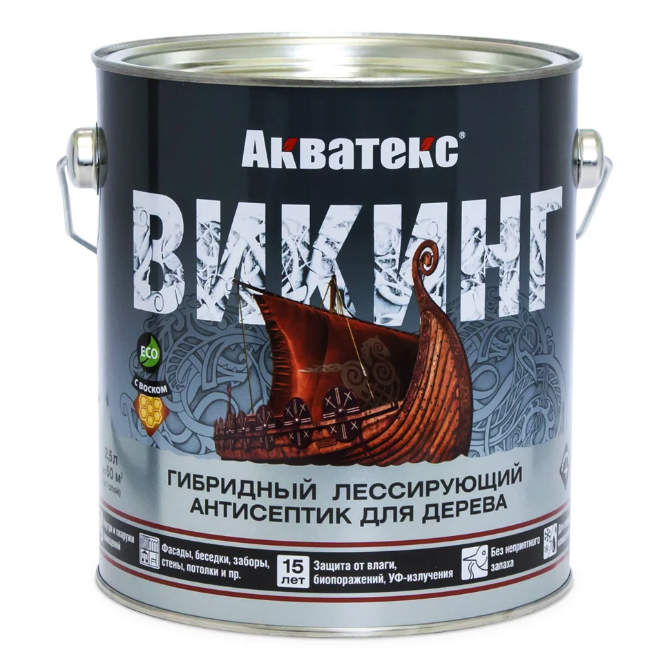 Антисептик лессирующий Акватекс ВИКИНГ для дерева орех 2,5 л