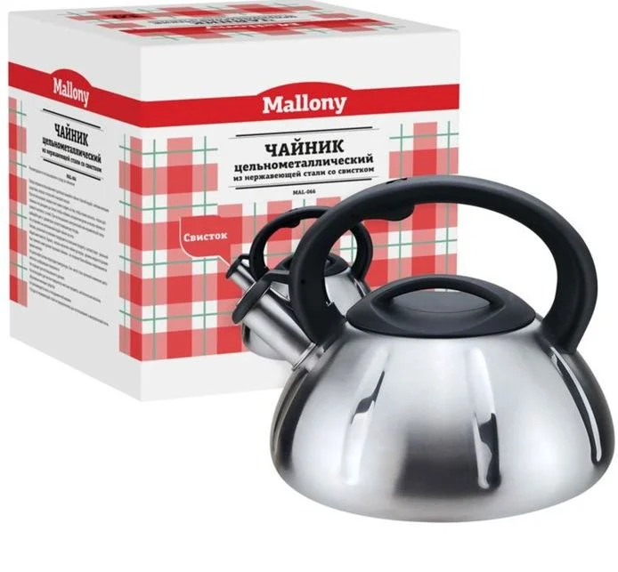 Чайник из нержавеющей стали 3 л MAL-066, цельнометаллический, матовый,со свистком, MALLONY Чайник из нержавеющей стали 3 л MAL-066, цельнометаллический, матовый,со свистком, MALLONY