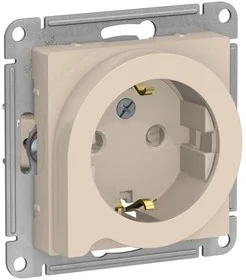 Механизм розетки 1-м СП AtlasDesign 16А IP20 с заземлением, защ. шторки с выталк. вилки беж ATN000247 Schneider Electric