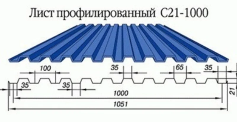 Профнастил С-21(Тип), 0.45 мм, оцинкованный Stynergy, 1.051 * м2