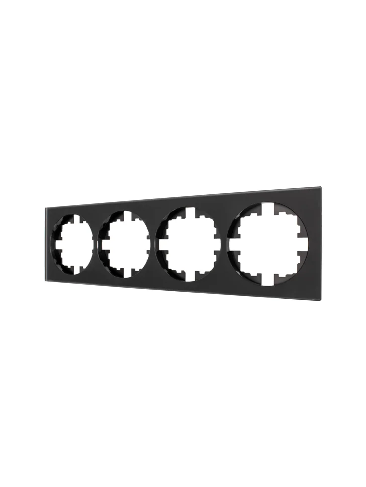 Рамка четырехместная горизонтальная Lezard OSEN акриловая черная матовая