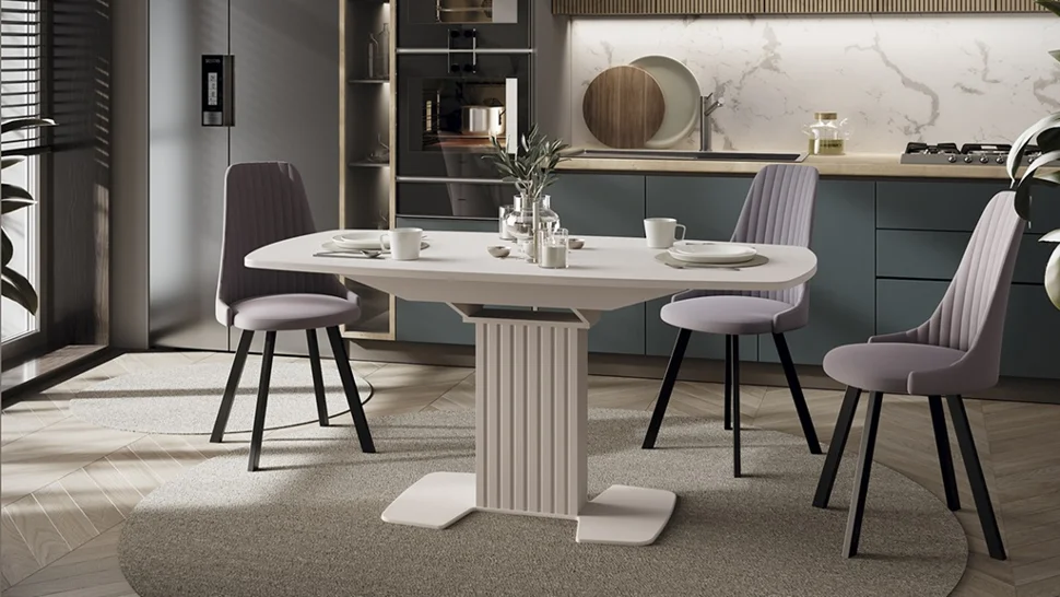 Стол обеденный Хилтон раздвижной Тип 2 1302*(1617)*747*800 (Кашемир/Стекло матовое кашемир)