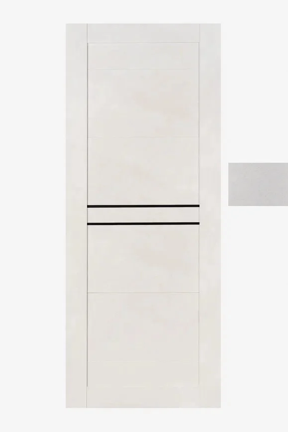 Дверь ТЕРРИ №106 Лофт Светлый, частичное ЧЕРНОЕ стекло 60, еврошпон