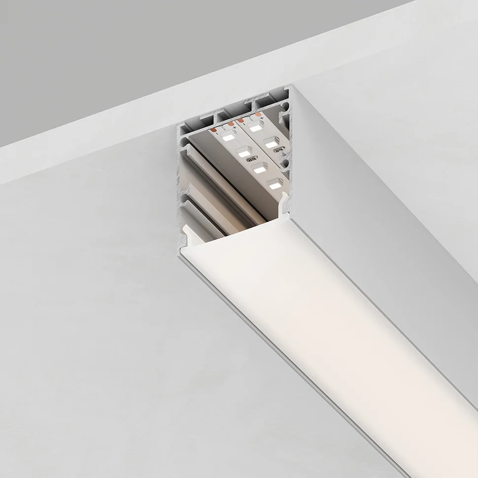 Профиль алюминиевый "Линии света" (35*35), серебро, 2м (в компл 2 заглушки,4 крепежа) CAB256