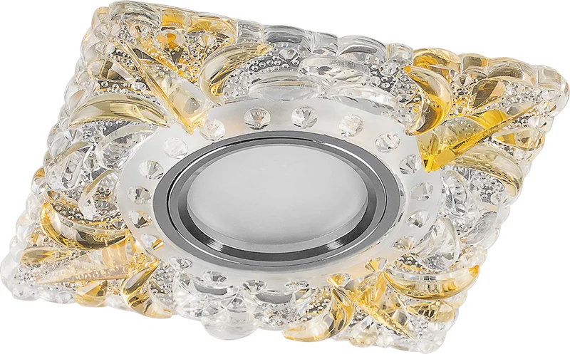 Светильник точечный Feron CD920 со светодиодной подсветкой 15LED*2835 SMD 4000K, MR16 12V 50W G5.3, прозрачный, желтый, хром*