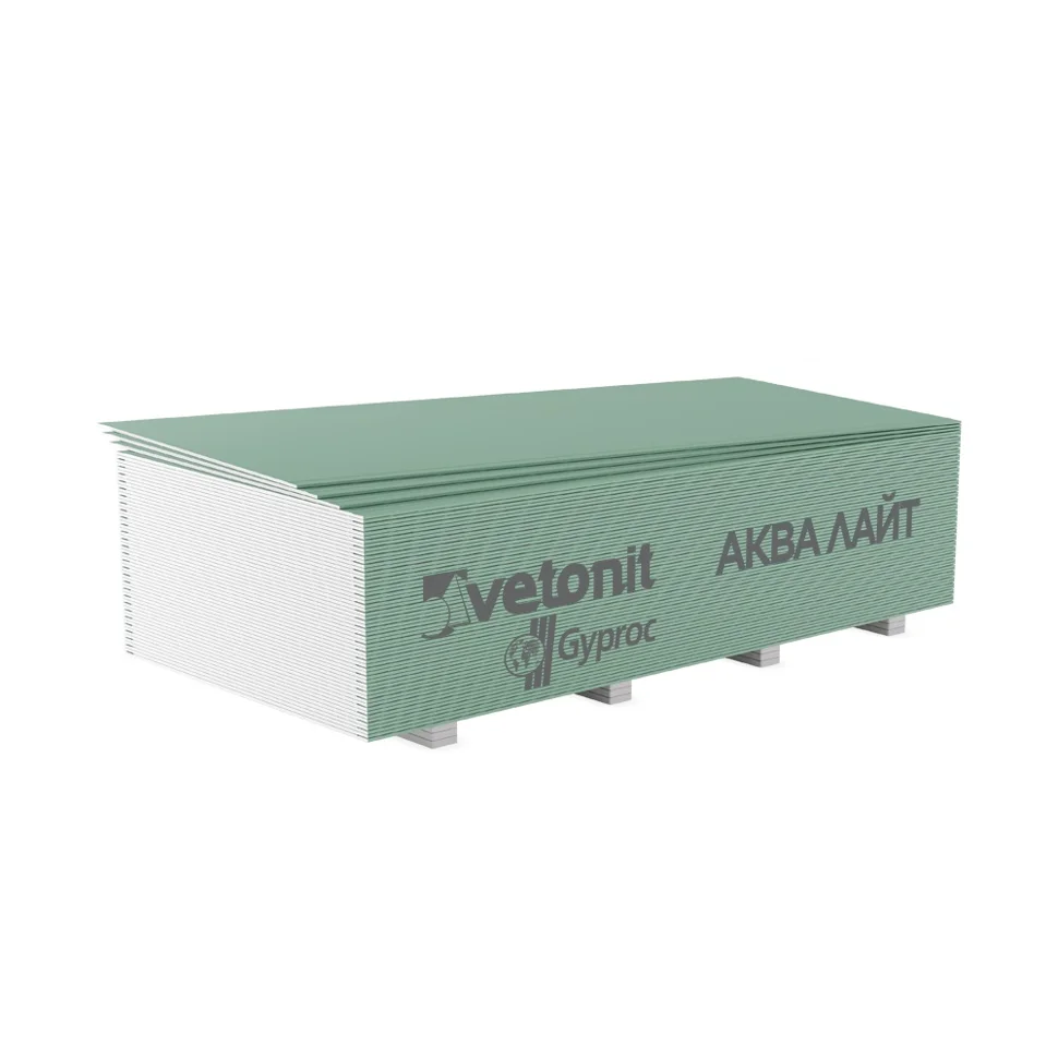 Гипсокартон ГКЛВ Vetonit (Gyproc) Аква Лайт ГСП-H3-УК влагостойкий 2500*1200*9,5 мм