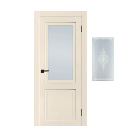 Дверь PROFILO PORTE PST-37 стекло сатинат закаленное кристалайз, бежевый матовый 90