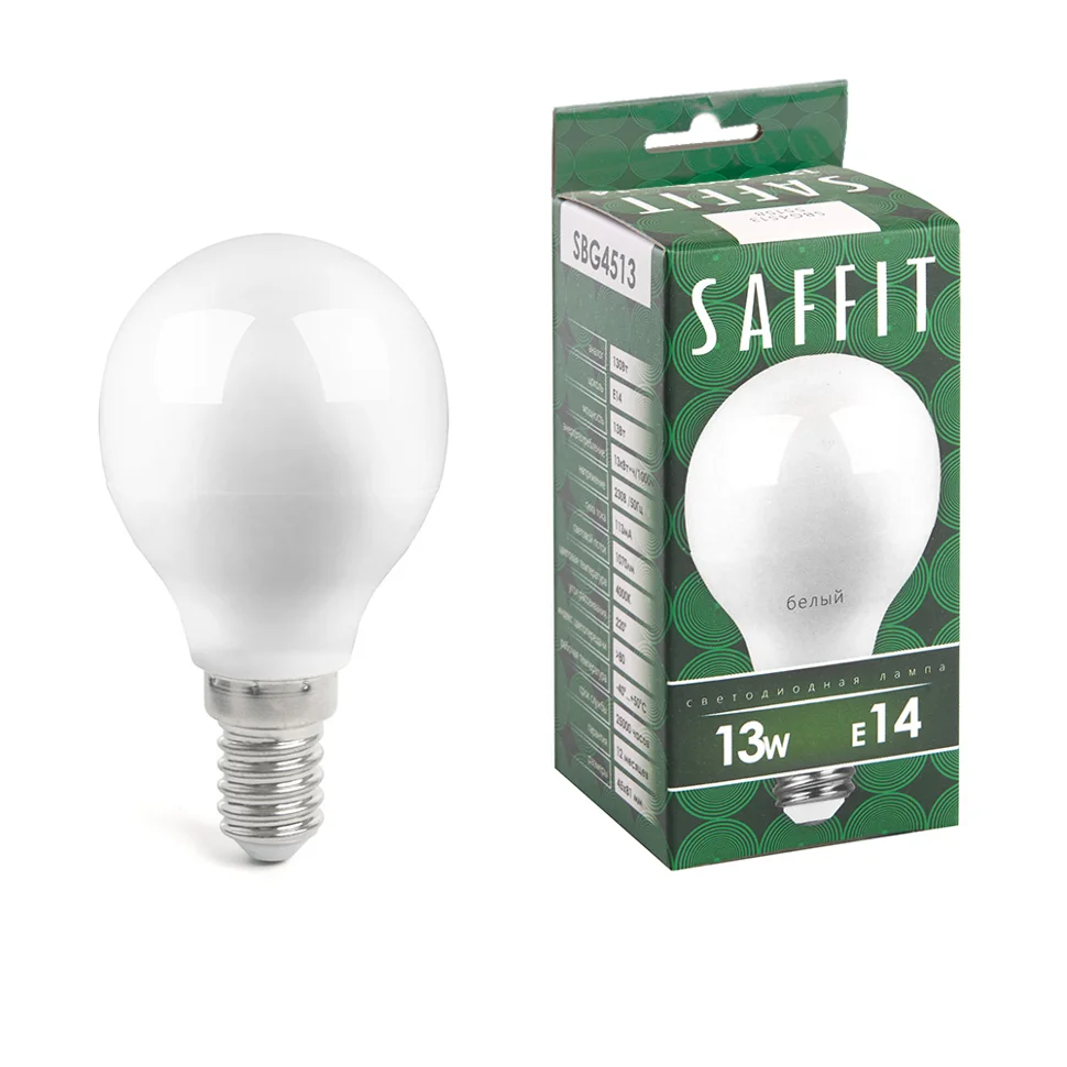 Лампа светодиодная 13W E14 230V 4000K 1070Лм (белый) Шар (G45) Feron, SBG4513