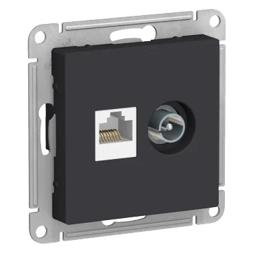 Механизм розетки компьютерной +TV 2-м AtlasDesign RJ45 кат.5E + TV бел. Schneider Electric ATN000189