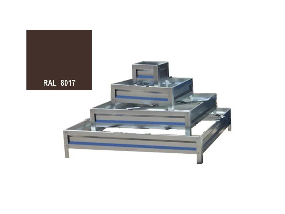 Цветник четырехярусный квадратный RAL 8017 из металлополосы, h= 20 см