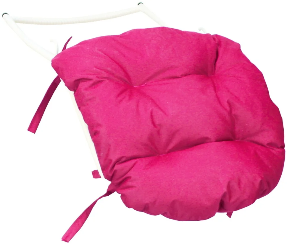 Подставка для ног на кресло подвесное, с ротангом белое, розовая подушка