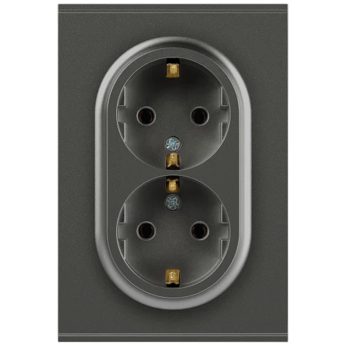 Розетка 2-местная СП ЭРА Arktik 2X2P+E Schuko с заземлением 16А-250В графит арт.16-2104-06 Розетка 2-местная СП ЭРА Arktik 2X2P+E Schuko с заземлением 16А-250В графит арт.16-2104-06