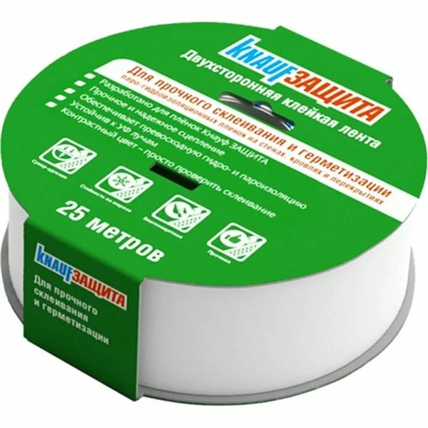 Лента КНАУФ Защита Двухсторонняя 0,04х25м Лента КНАУФ Защита Двухсторонняя 0,04х25м