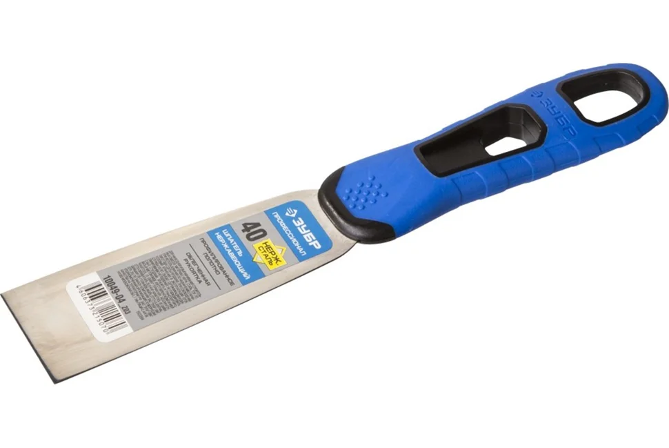 Шпатель малярный 40мм профилированное нержавеющее полотно, 2к ручка, ЗУБР "ПРОФЕССИОНАЛ"