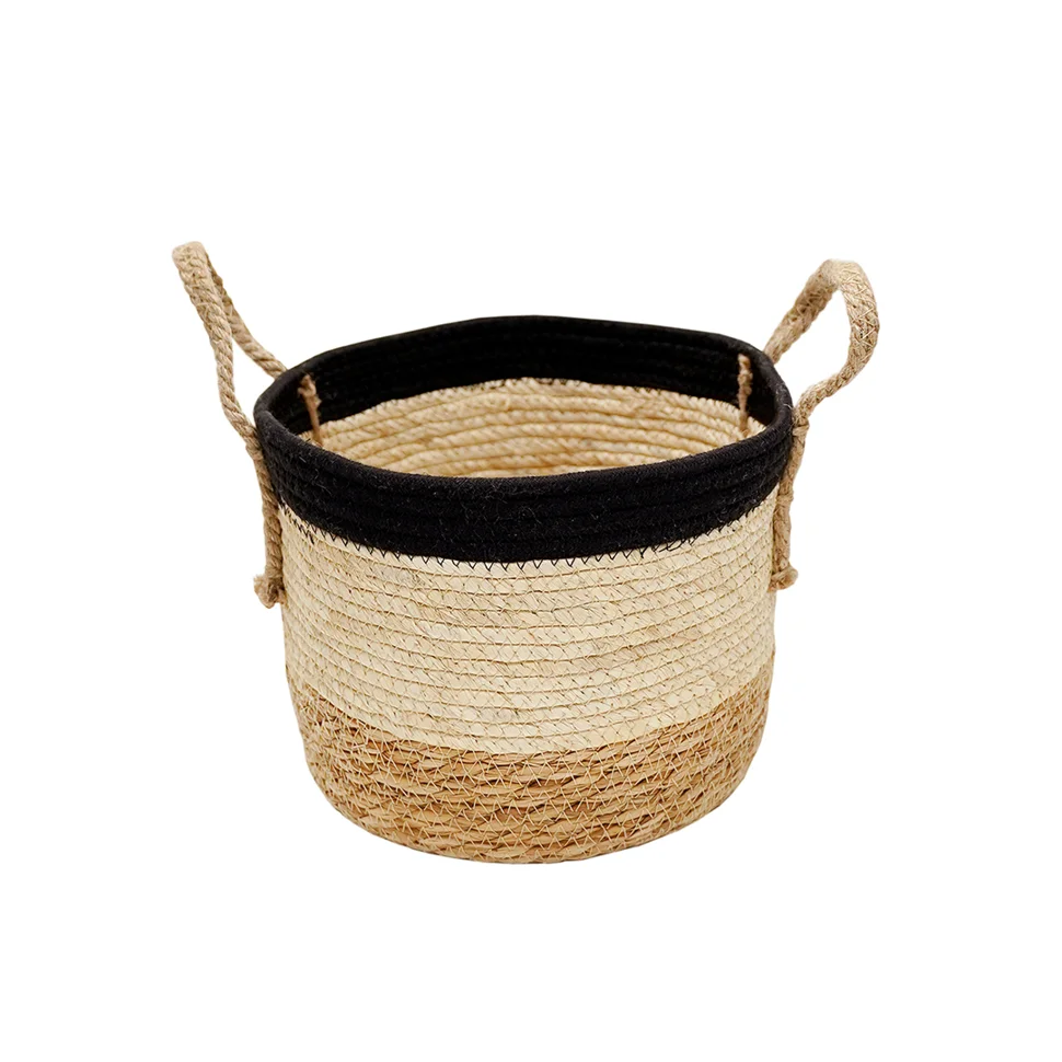 Корзина для хранения с ручками "Перу", Д260 Ш220 В210, натуральный, бежевый, черный Корзина для хранения с ручками "Перу", Д260 Ш220 В210, натуральный, бежевый, черный